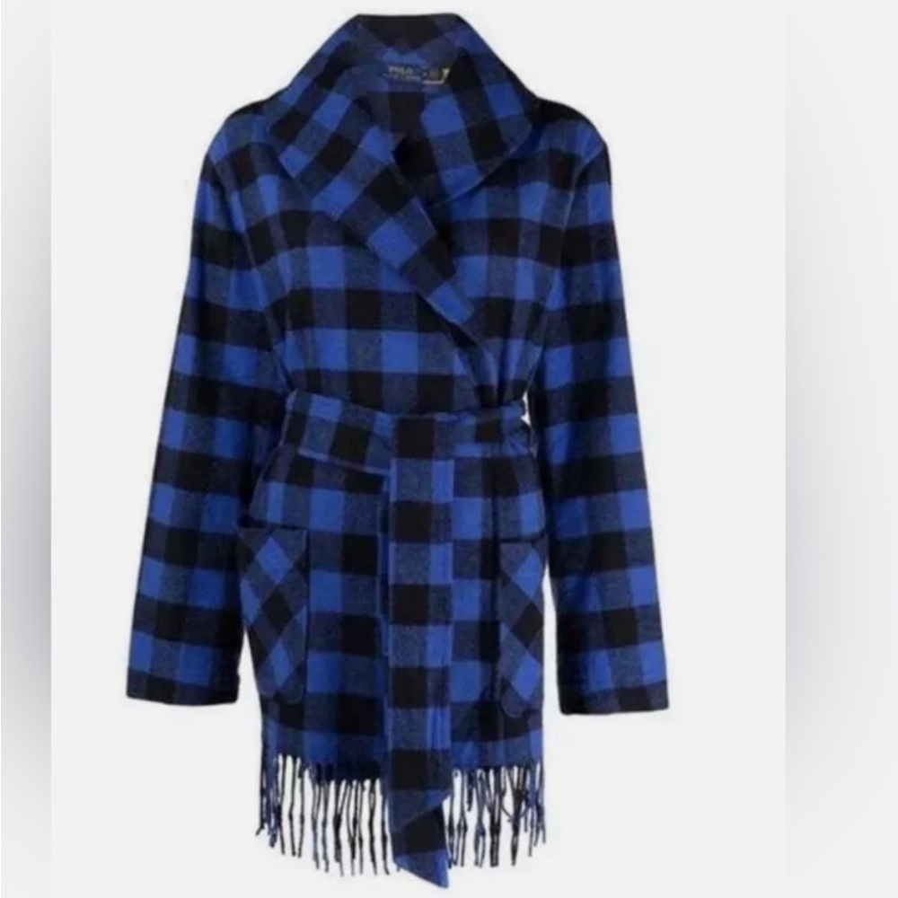 Polo Ralphl Lauren Shawl Collar fringe Warp cardigan